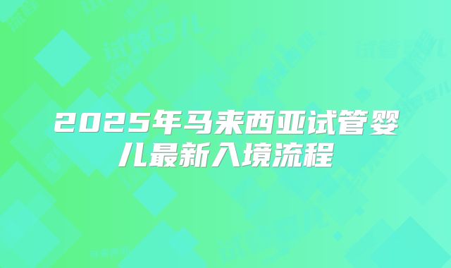2025年马来西亚试管婴儿最新入境流程