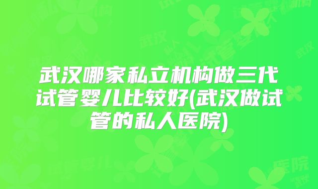 武汉哪家私立机构做三代试管婴儿比较好(武汉做试管的私人医院)