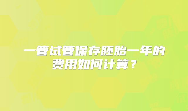 一管试管保存胚胎一年的费用如何计算？