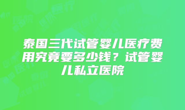 泰国三代试管婴儿医疗费用究竟要多少钱？试管婴儿私立医院