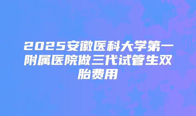 2025安徽医科大学第一附属医院做三代试管生双胎费用