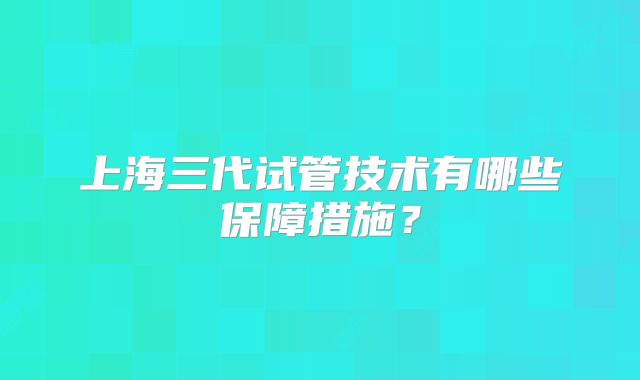 上海三代试管技术有哪些保障措施?