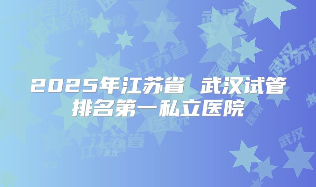 2025年江苏省 武汉试管排名第一私立医院