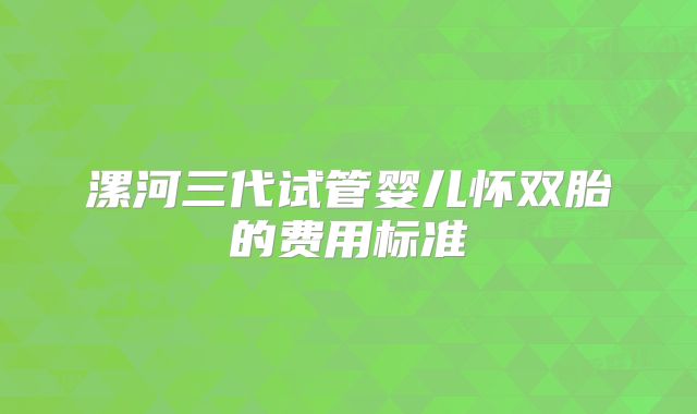 漯河三代试管婴儿怀双胎的费用标准