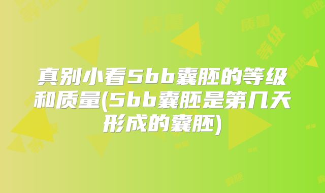 真别小看5bb囊胚的等级和质量(5bb囊胚是第几天形成的囊胚)
