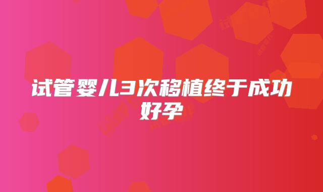 试管婴儿3次移植终于成功好孕