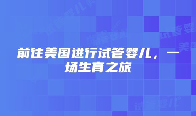 前往美国进行试管婴儿，一场生育之旅