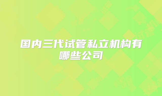 国内三代试管私立机构有哪些公司