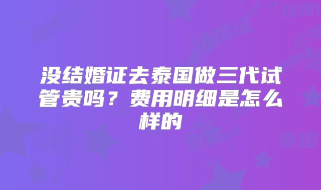 没结婚证去泰国做三代试管贵吗?费用明细是怎么样的