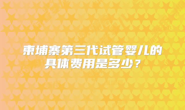 柬埔寨第三代试管婴儿的具体费用是多少？