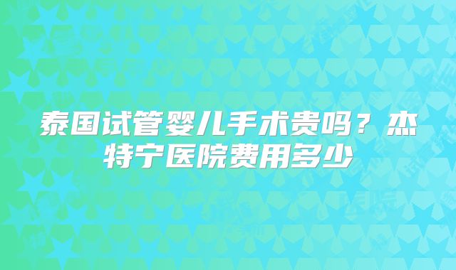 泰国试管婴儿手术贵吗？杰特宁医院费用多少