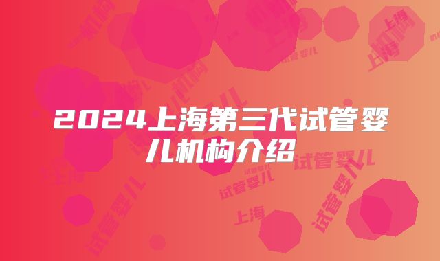 2024上海第三代试管婴儿机构介绍