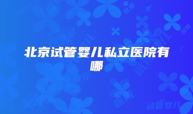 北京试管婴儿私立医院有哪