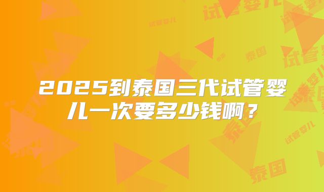 2025到泰国三代试管婴儿一次要多少钱啊？