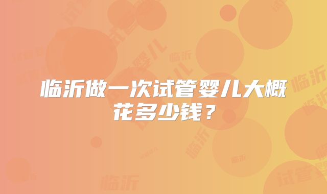 临沂做一次试管婴儿大概花多少钱？