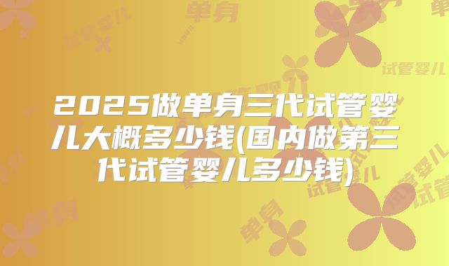 2025做单身三代试管婴儿大概多少钱(国内做第三代试管婴儿多少钱)