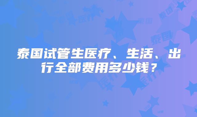 泰国试管生医疗、生活、出行全部费用多少钱?