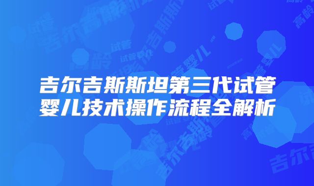 吉尔吉斯斯坦第三代试管婴儿技术操作流程全解析