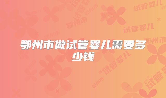 鄂州市做试管婴儿需要多少钱