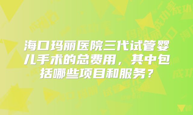 海口玛丽医院三代试管婴儿手术的总费用，其中包括哪些项目和服务？