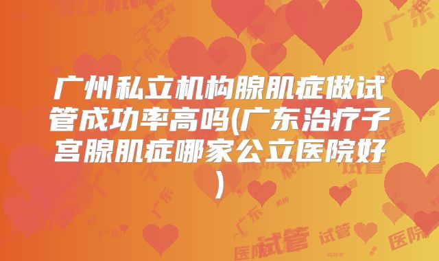 广州私立机构腺肌症做试管成功率高吗(广东治疗子宫腺肌症哪家公立医院好)