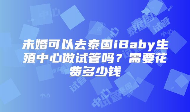 未婚可以去泰国iBaby生殖中心做试管吗？需要花费多少钱