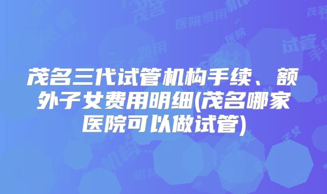 茂名三代试管机构手续、额外子女费用明细(茂名哪家医院可以做试管)