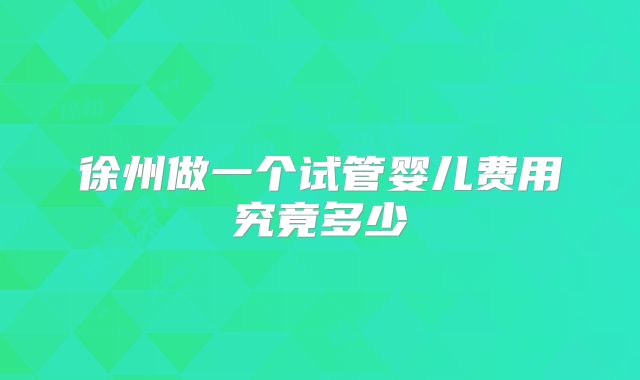 徐州做一个试管婴儿费用究竟多少