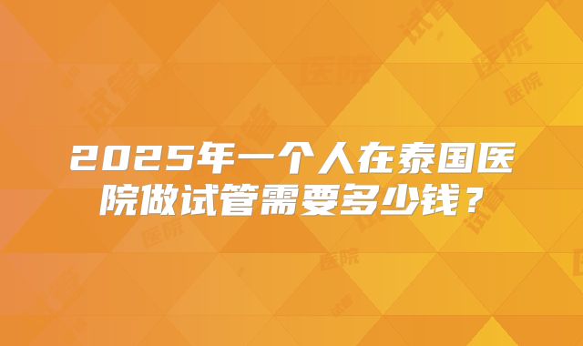 2025年一个人在泰国医院做试管需要多少钱？
