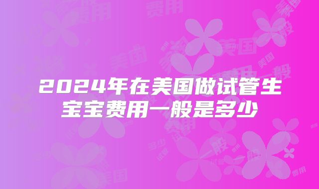 2024年在美国做试管生宝宝费用一般是多少