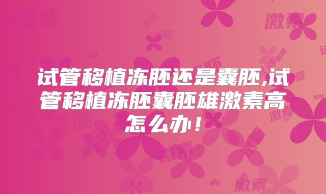 试管移植冻胚还是囊胚,试管移植冻胚囊胚雄激素高怎么办!