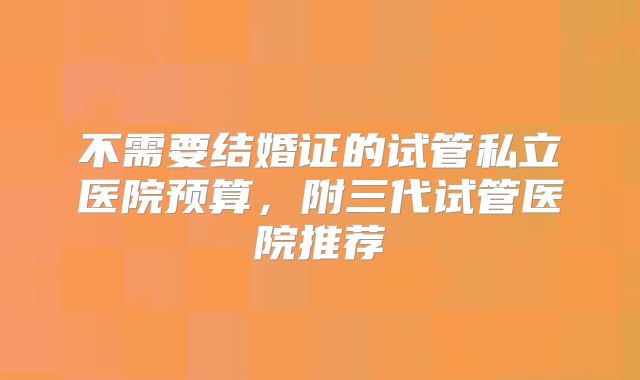 不需要结婚证的试管私立医院预算，附三代试管医院推荐