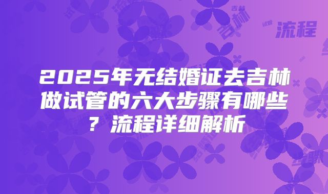 2025年无结婚证去吉林做试管的六大步骤有哪些？流程详细解析