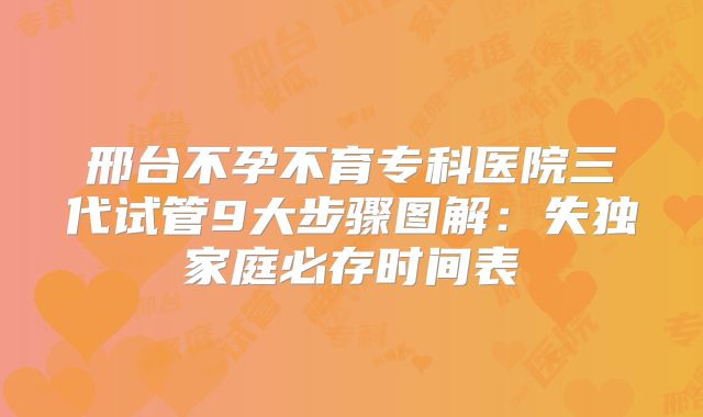 邢台不孕不育专科医院三代试管9大步骤图解：失独家庭必存时间表
