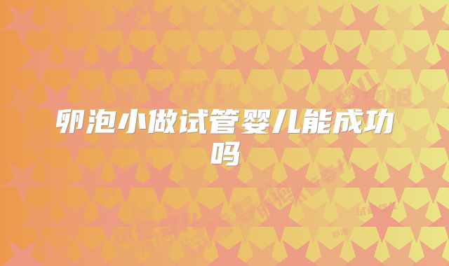 卵泡小做试管婴儿能成功吗