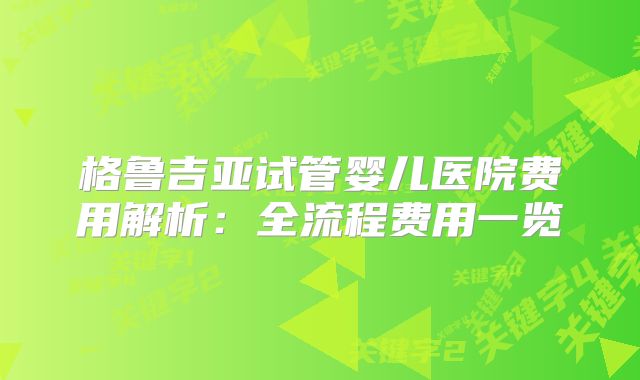 格鲁吉亚试管婴儿医院费用解析:全流程费用一览
