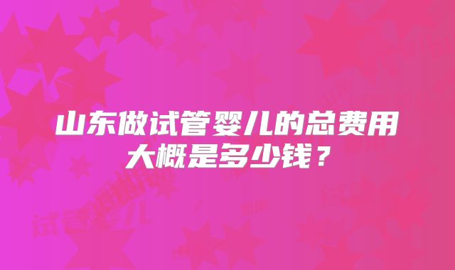 山东做试管婴儿的总费用大概是多少钱？