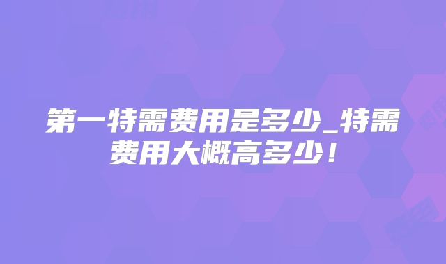 第一特需费用是多少_特需费用大概高多少！