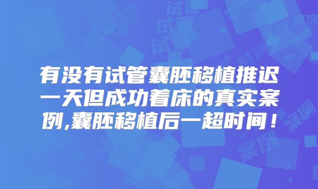 有没有试管囊胚移植推迟一天但成功着床的真实案例,囊胚移植后一超时间！