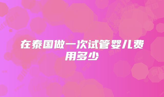 在泰国做一次试管婴儿费用多少