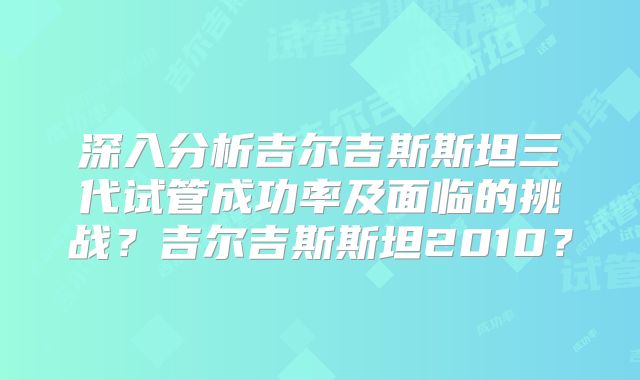 深入分析吉尔吉斯斯坦三代试管成功率及面临的挑战？吉尔吉斯斯坦2010？