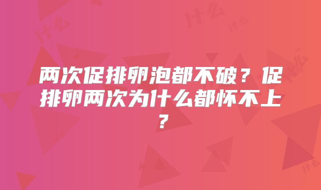 两次促排卵泡都不破？促排卵两次为什么都怀不上？