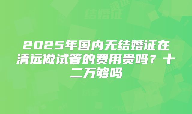 2025年国内无结婚证在清远做试管的费用贵吗?十二万够吗