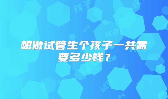 想做试管生个孩子一共需要多少钱?