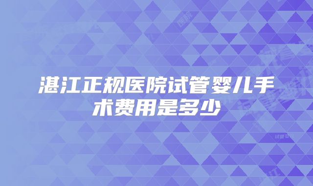湛江正规医院试管婴儿手术费用是多少