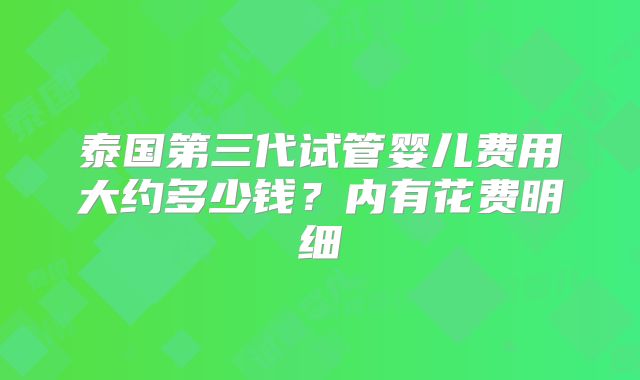 泰国第三代试管婴儿费用大约多少钱？内有花费明细