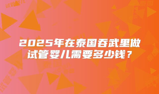 2025年在泰国吞武里做试管婴儿需要多少钱?