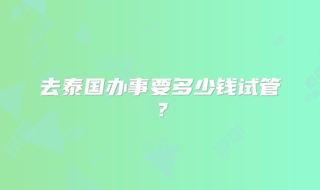 去泰国办事要多少钱试管？