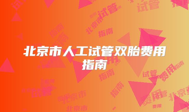 北京市人工试管双胎费用指南