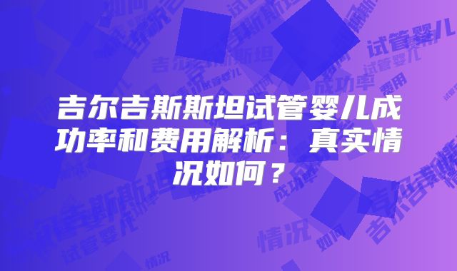 吉尔吉斯斯坦试管婴儿成功率和费用解析：真实情况如何？